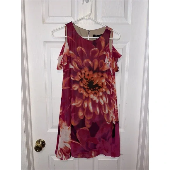 Kensie | Dresses | Kensie Size 6 Pink Floral Chiffon Flutter Sleeve Ruffle Knee  Length Dress 836z | Poshmark